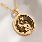 Koi Fish Talisman Necklace Necklaces 14K 14K Gold Plated pendant necklace featuring an intertwined fish design.