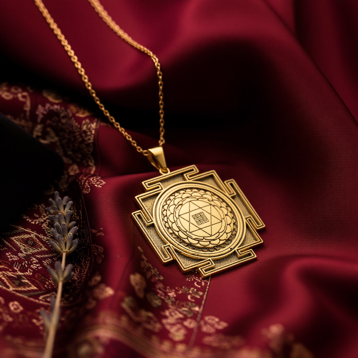 Kuber Yantra Pendant: 14K Gold with kuber yantra sacred geometry amulet talisman - View 48