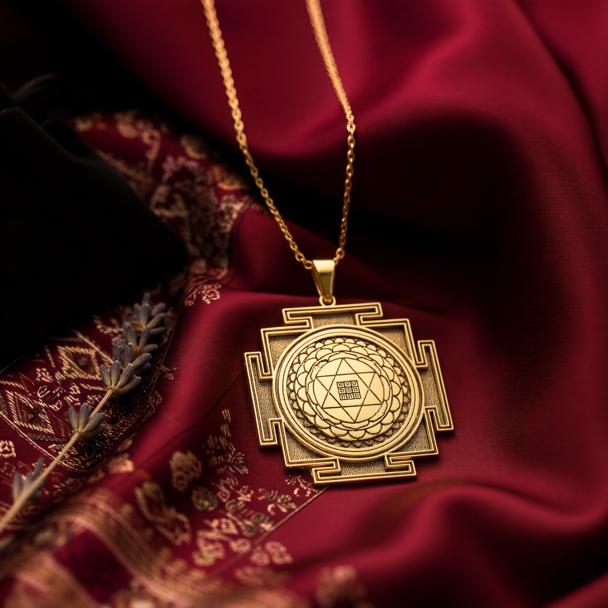 Kuber Yantra Pendant: 14K Gold with kuber yantra sacred geometry amulet talisman - View 48