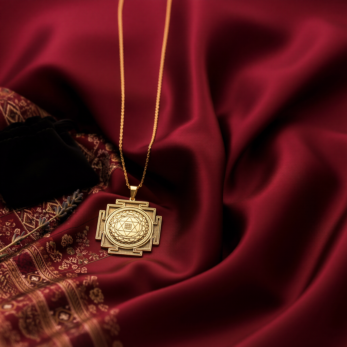 Kuber Yantra Pendant: 14K Gold with kuber yantra sacred geometry amulet talisman - View 214