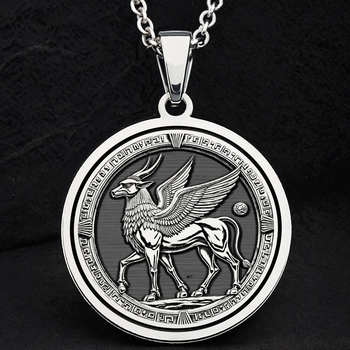 Lamassu Pendant Necklace: Silver Assyrian Guardian, Protection Talisman