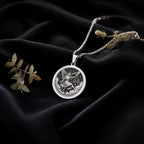 Sterling silver Libra Zodiac Astrological Sign Necklace: round  of Libra zodiac air sig...