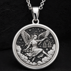 Sterling silver Libra Zodiac Astrological Sign Necklace: round  Libra zodiac sign with ...