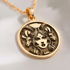 Lilith Goddess Necklace Necklaces 14K 14K Gold Plated goat face with horns pendant necklace