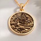 Leo Zodiac Sign Necklace Necklaces 14K 14K Gold Plated lion with flowing mane design pendant necklace