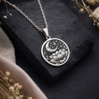 Lotus Crescent Moon Pendant | Silver & Plated Options - Spiritual Protection Yoga Zen