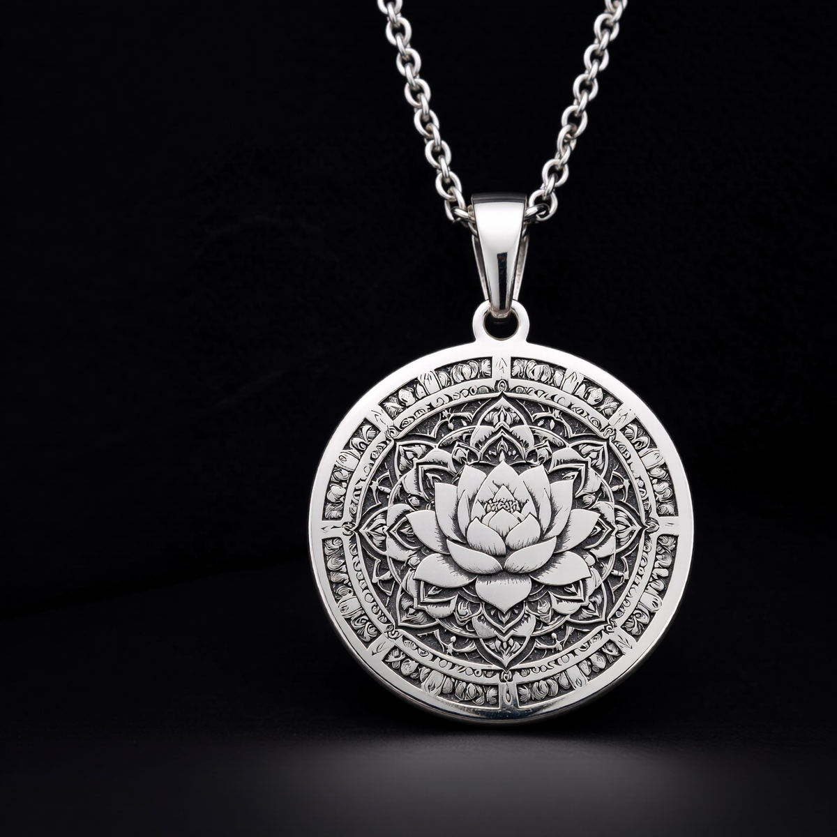Lotus Mandala Necklace: Silver Sacred Geometry Pendant