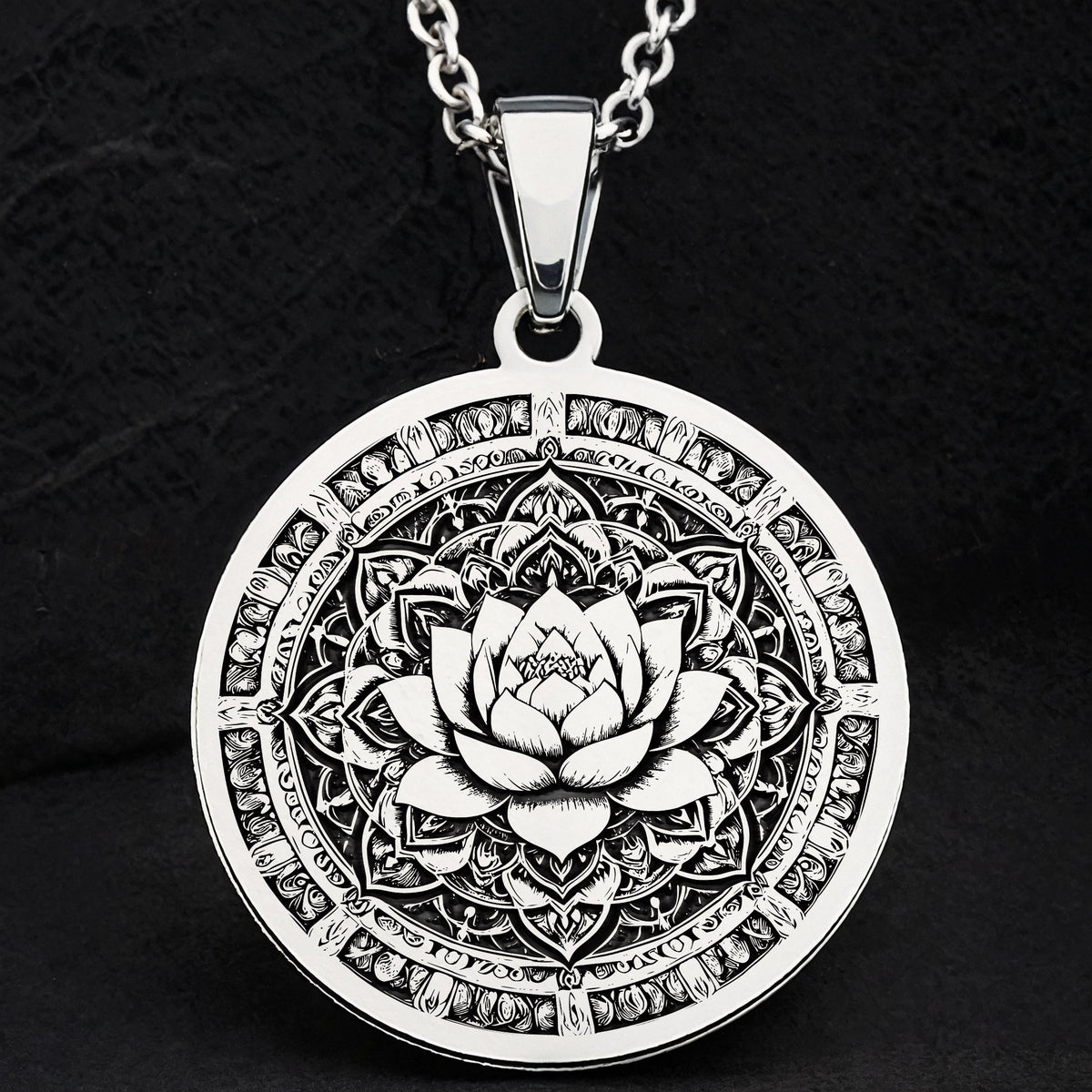 Lotus Mandala Necklace: Silver Sacred Geometry Pendant