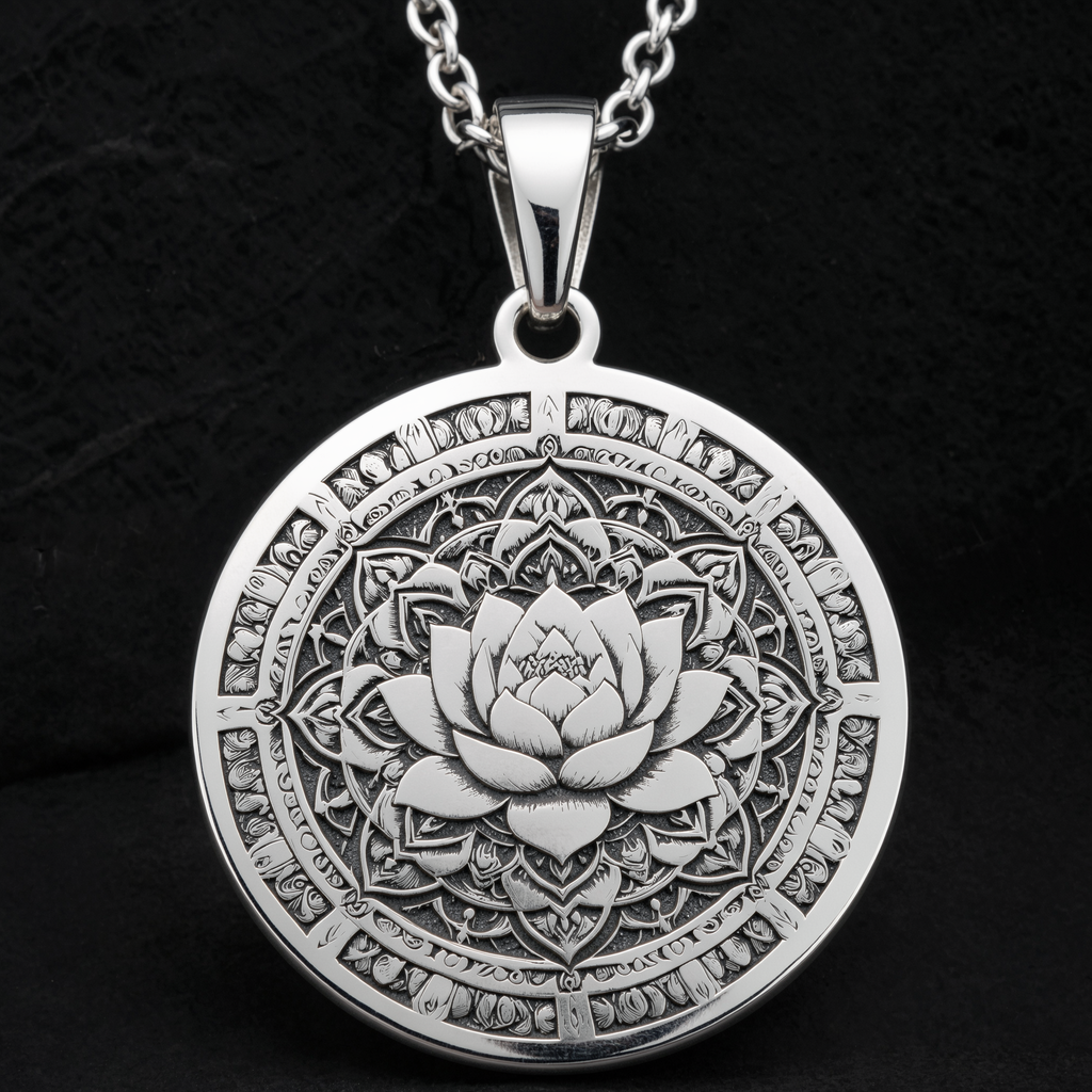 Lotus Mandala Necklace: Silver Sacred Geometry Pendant