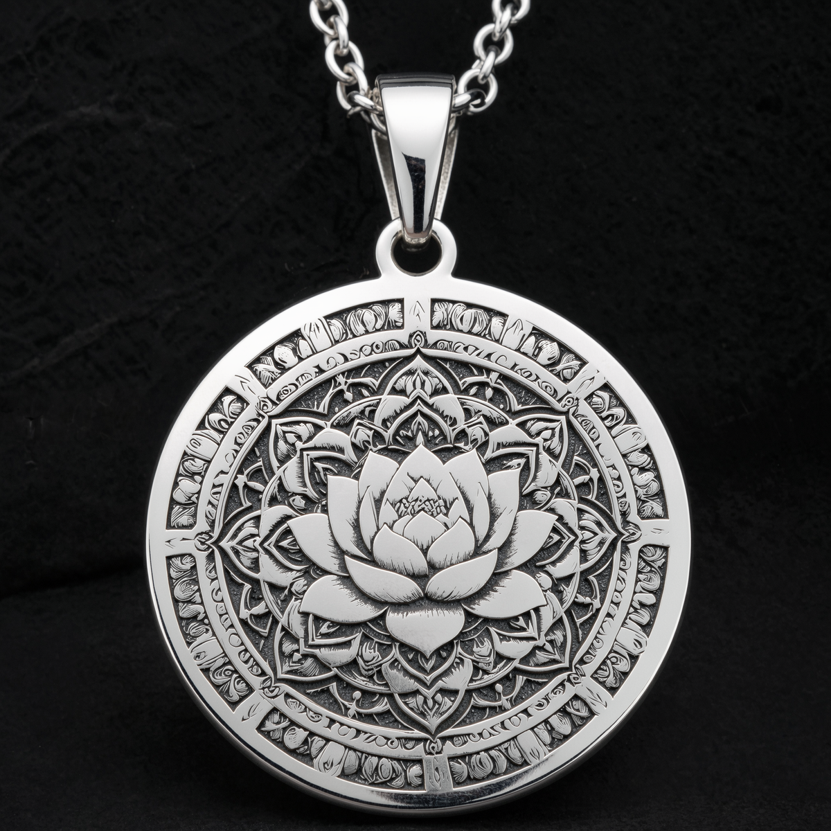 Lotus Mandala Necklace: Silver Sacred Geometry Pendant