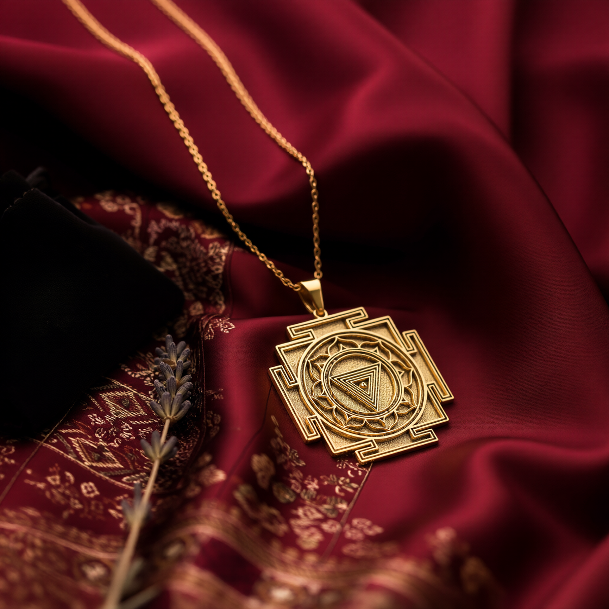 Maha Kali Yantra Sacred Geometry Pendant - 14K Solid Gold