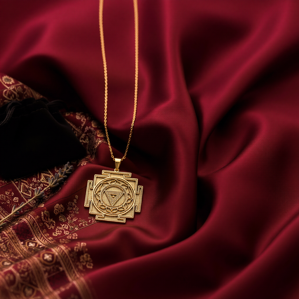 Maha Kali Yantra Sacred Geometry Pendant - 14K Solid Gold