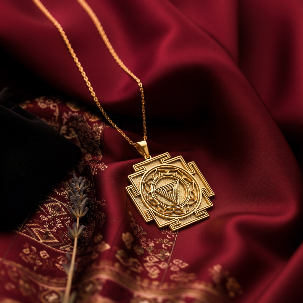 Maha Kali Yantra Sacred Geometry Pendant - 14K Solid Gold