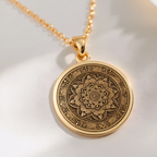 Mandala Art Medallion Necklace Necklaces 14K 14K Gold Plated round pendant necklace with intricate mandala floral design