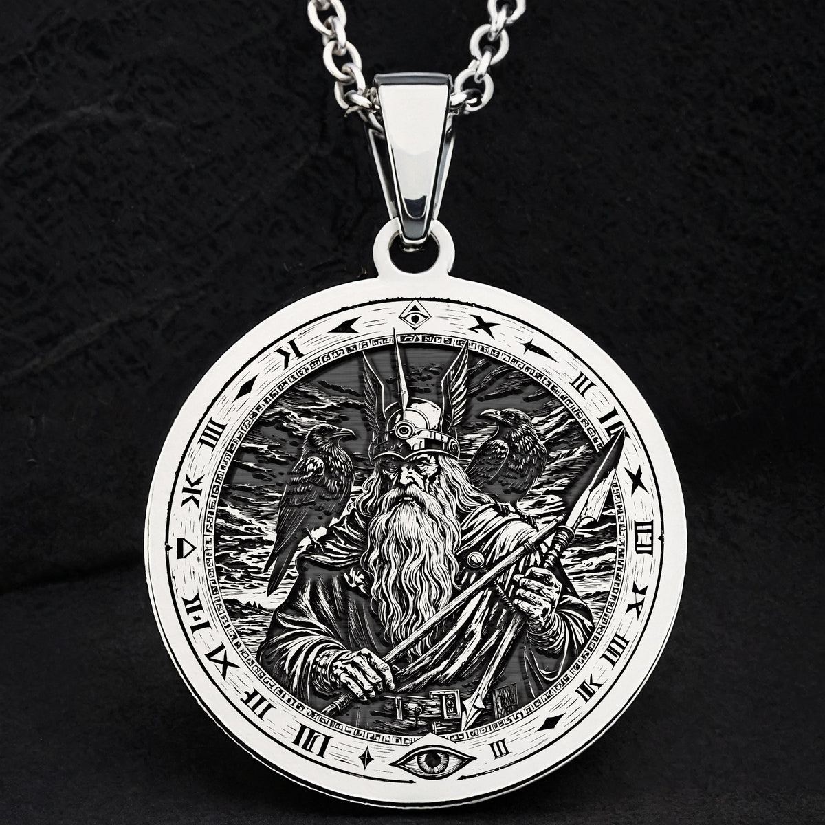 Odin Pendant Necklace: Silver Allfather God, Viking Wisdom Amulet