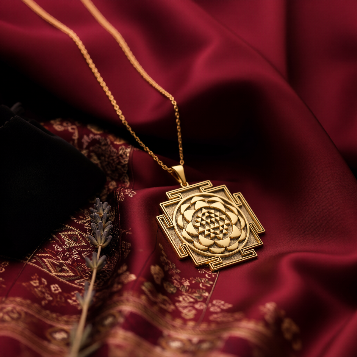 Saraswati Yantra Necklace: 14K Gold with saraswati yantra sacred geometry amulet - View 207