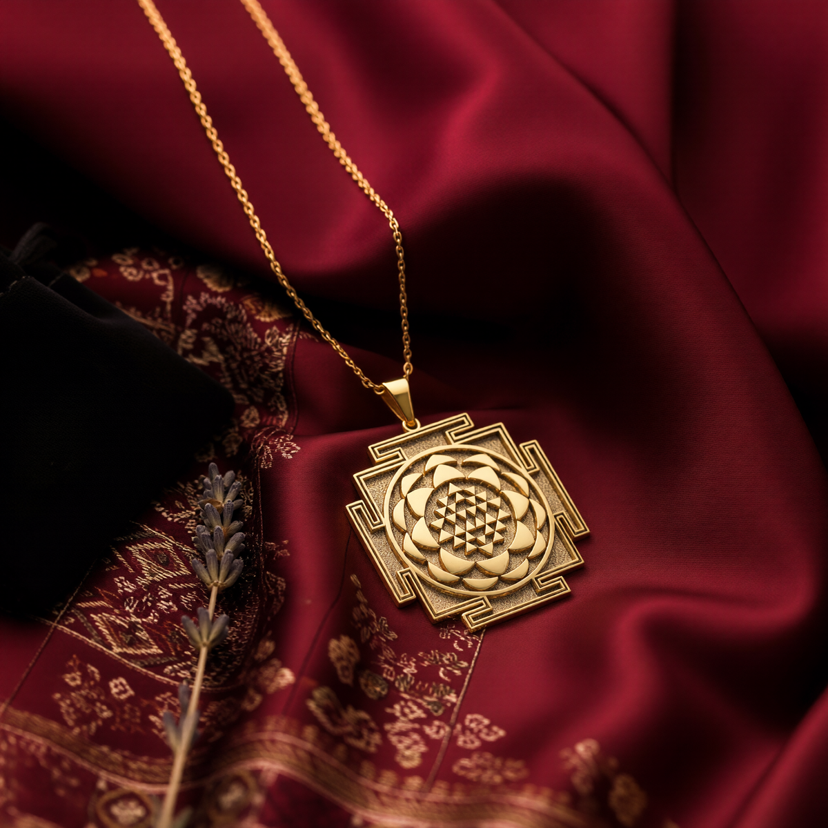 Saraswati Yantra Necklace: 14K Gold with saraswati yantra sacred geometry amulet - View 153