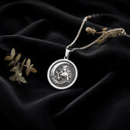 Sterling silver Scorpio Zodiac Pendant Necklace: round  Scorpio zodiac sign with engrav...