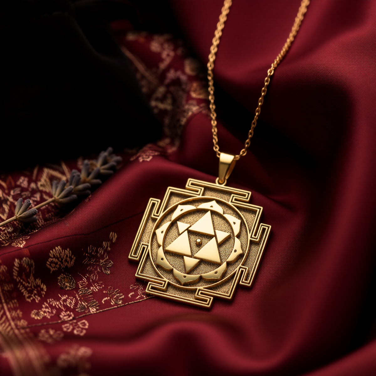 Shiva Sri Yantra Amulet Necklace: 14K Gold Sacred Geometry Talisman for Protection, - View 102