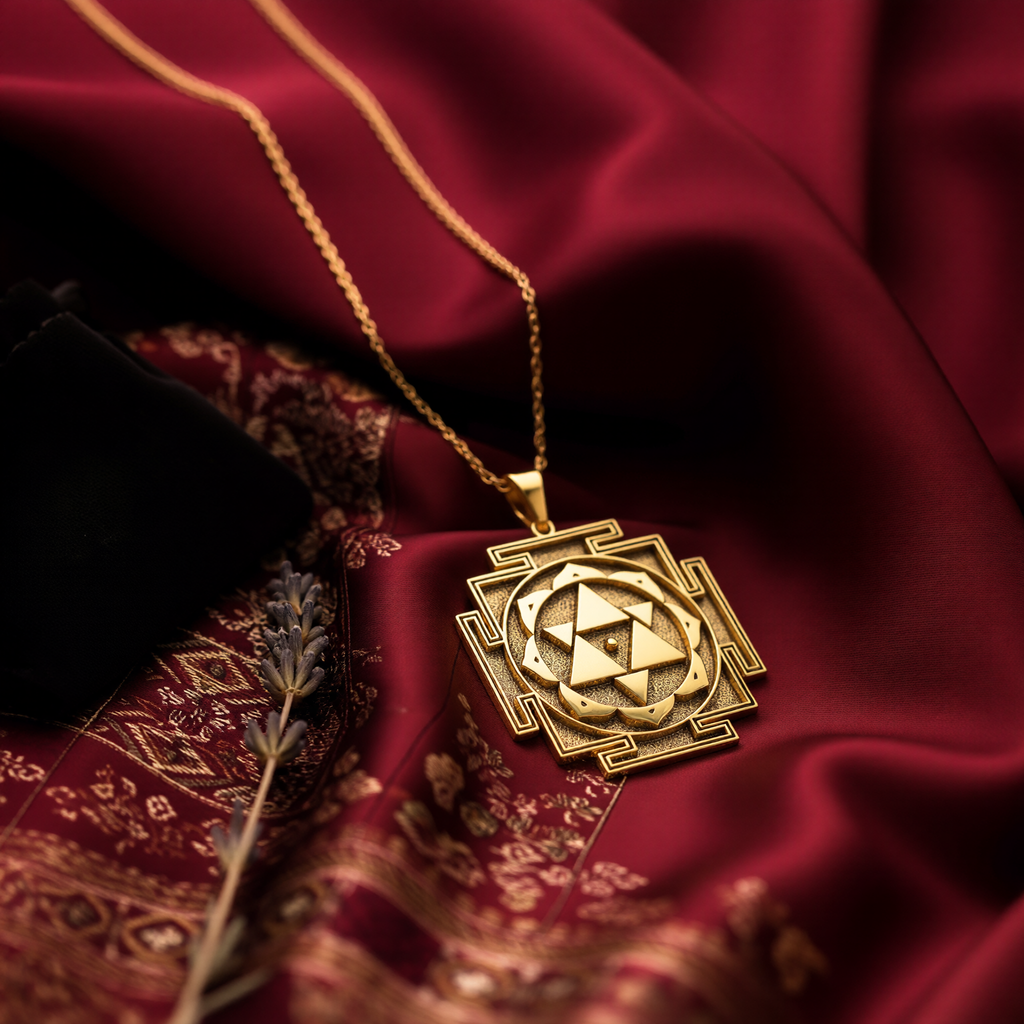 Shiva Sri Yantra Amulet Necklace: 14K Gold Sacred Geometry Talisman for Protection, - View 158