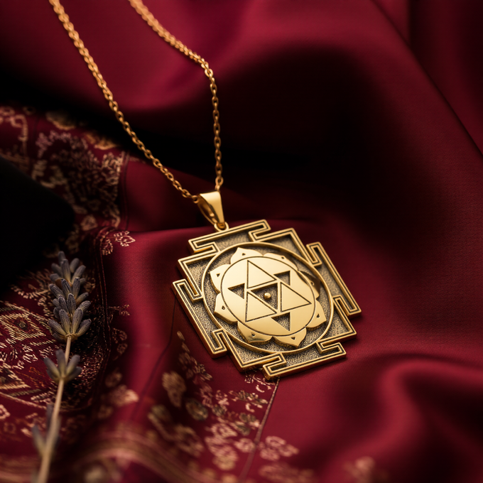 Shiva Yantra Necklace: 14K Gold with mahadev trishul amulet talisman spiritual amulet - View 48