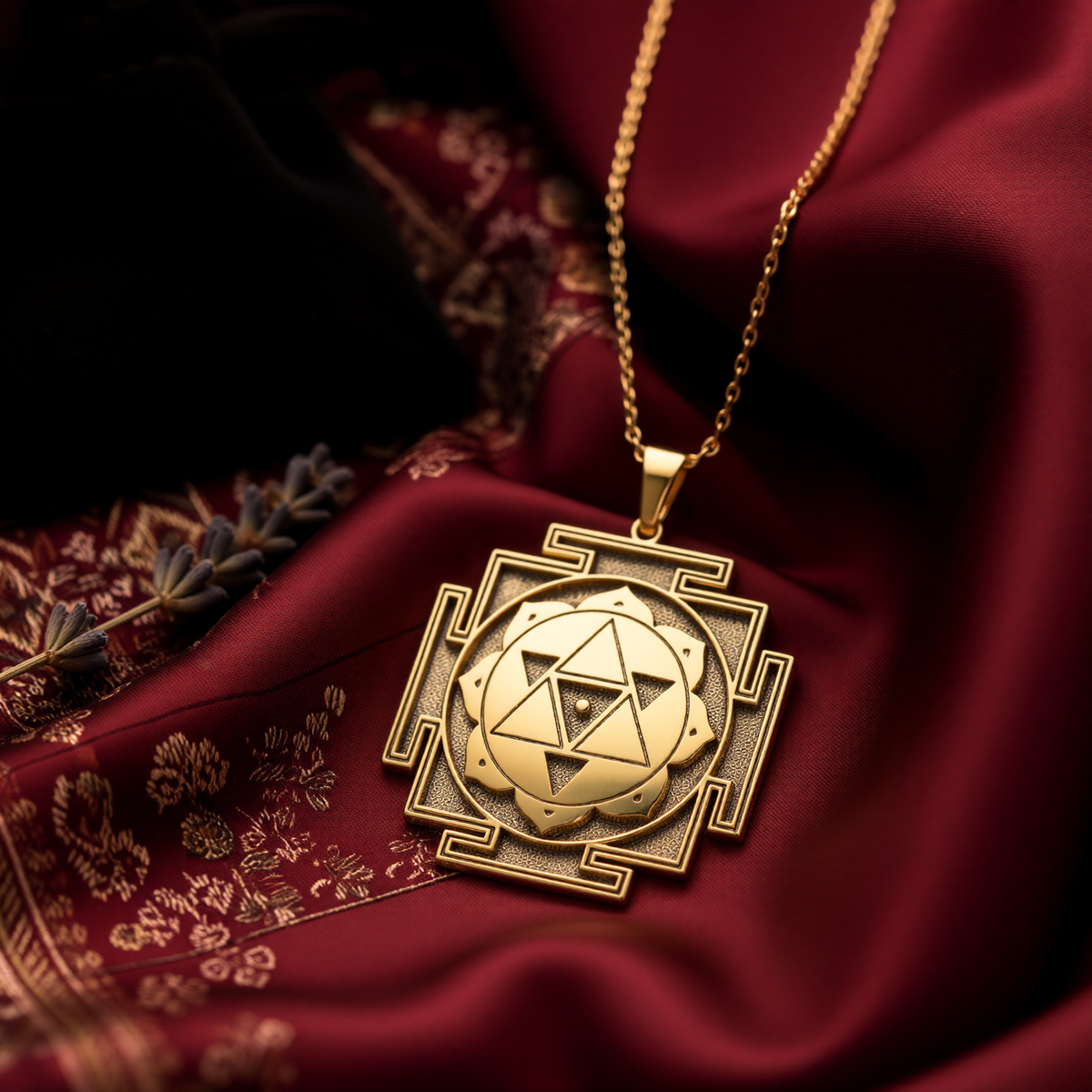 Shiva Yantra Necklace: 14K Gold with mahadev trishul amulet talisman spiritual amulet - View 102