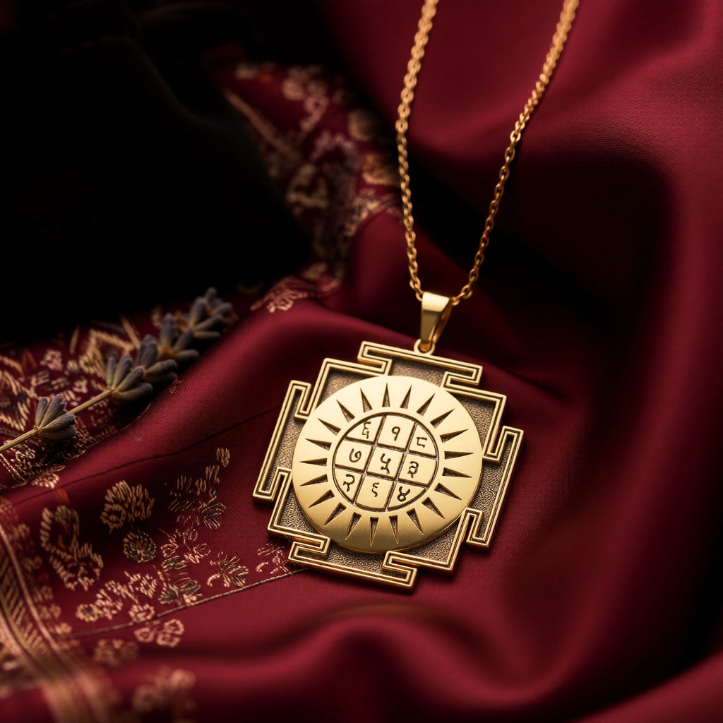 Surya Yantra Necklace: 14K Gold with surya yantra sun god amulet amulet talisman - View 102