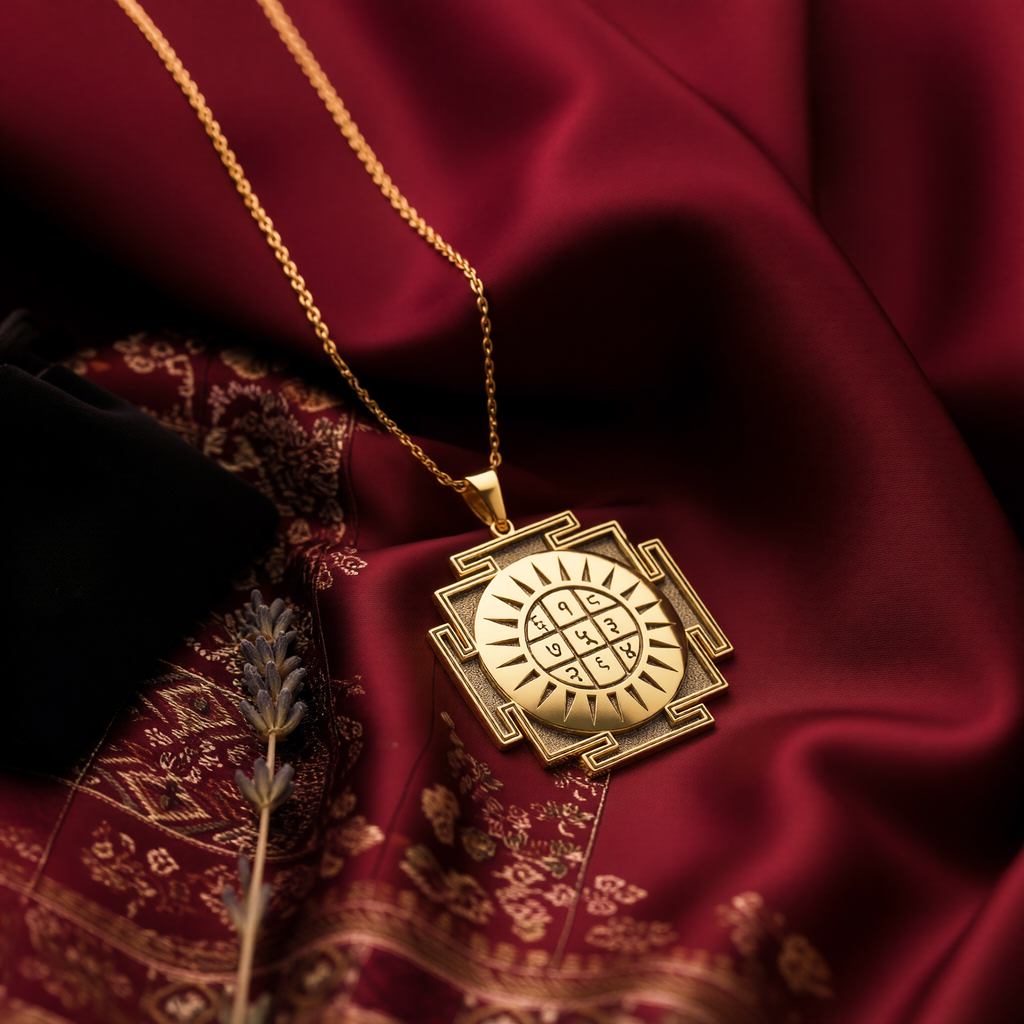 Surya Yantra Necklace: 14K Gold with surya yantra sun god amulet amulet talisman - View 48