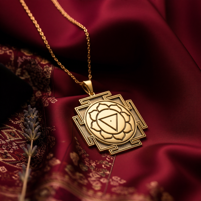 Tara Yantra Pendant: 14K Gold with tara yantra sacred geometry amulet talisman collectible - View 48