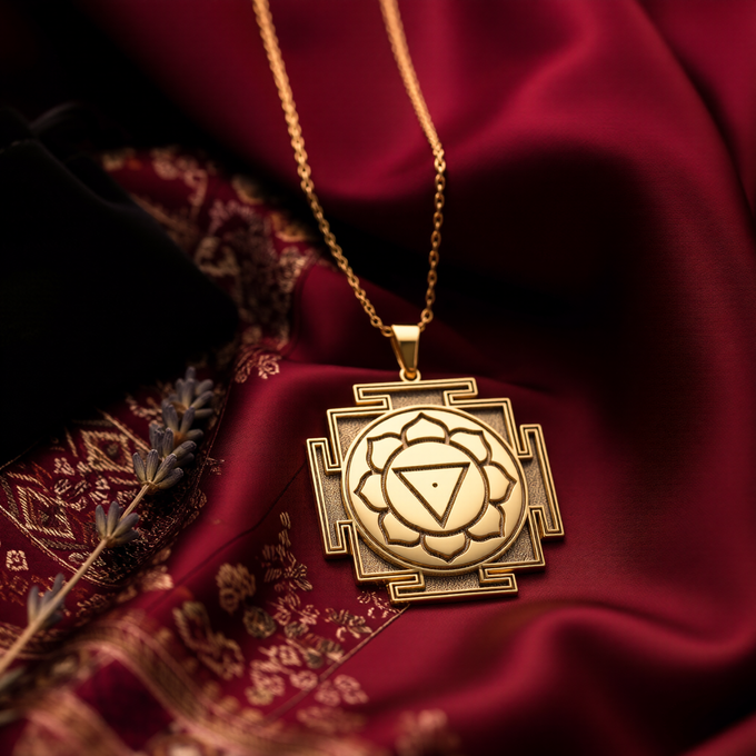 Tara Yantra Pendant: 14K Gold with tara yantra sacred geometry amulet talisman collectible - View 48