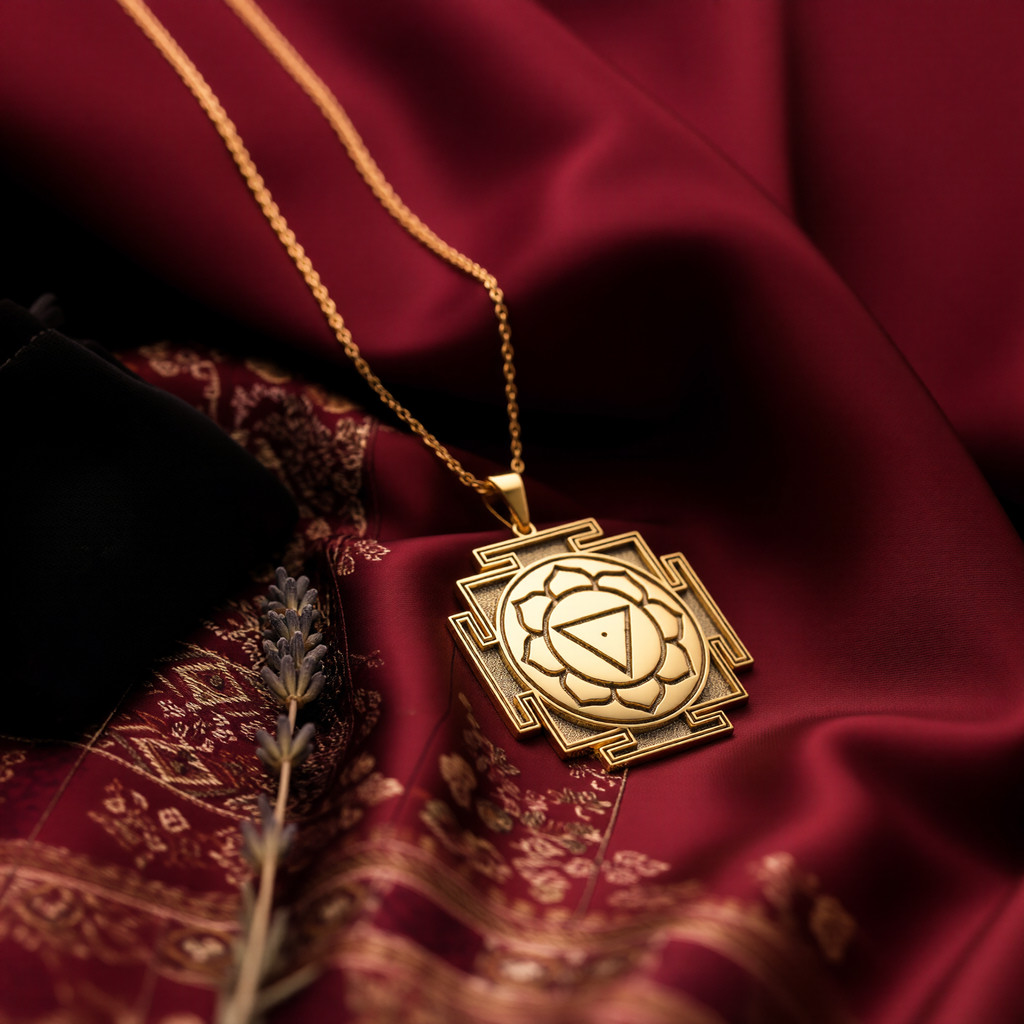 Tara Yantra Pendant: 14K Gold with tara yantra sacred geometry amulet talisman collectible - View 158