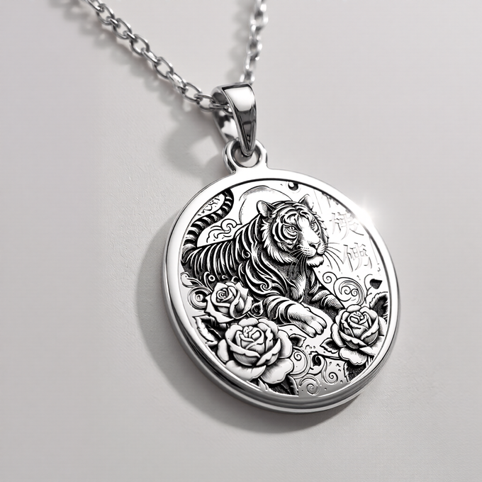sterling silver necklace Tiger Zodiac Animal | & Options - Astrological Sign Lunar Year Gift zodiac - view 2