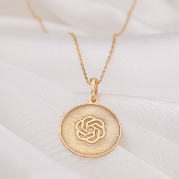 14K Solid Gold Artificial Intelligence Necklace, ChatGPT Pendant, Open AI Necklace, Intelligence Pendant, Futuristic Pendant