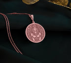 Cleopatra Pendant Necklaces Rose 14K Rose 14K 14K Rose 14K 14K Rose Gold Plated circular pendant with engraved portrait design necklace