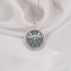 Intricately detailed 925 Sterling Silver lavender field pendant, featuring a sunlit floral landscape. A perfect silver nature charm, symbolizing renewal, mindfulness, and natural harmony.