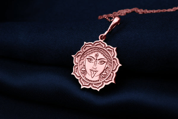 14K Solid Gold Durga Hindu Goddess Necklace, Durga Silver Hindu Goddess Pendant, Hindu Women jewelry, Women Hindu Goddess Meddalion