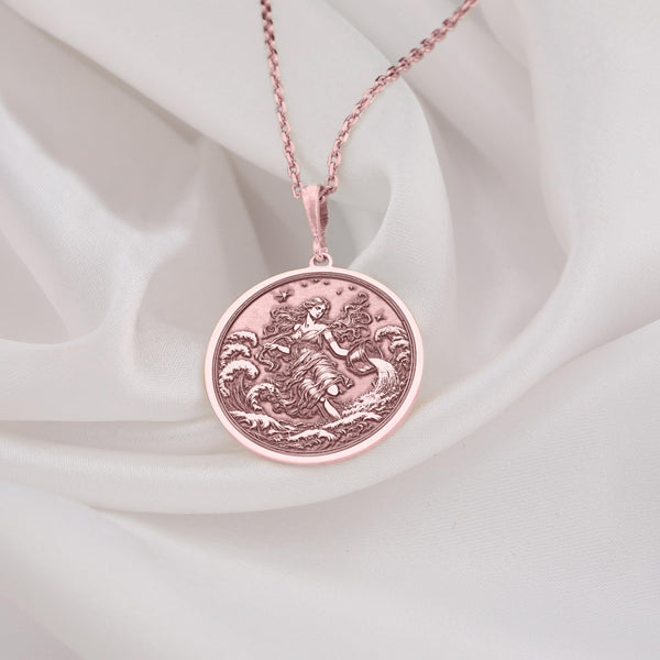 Aquarius women pendant necklace Rose Gold zodiac gifts for her, horoscope charm aquarius, birthsign, constellation aquarius featuring the zodiac symbol, a bold statement piece for astrology lovers, perfect for everyday wear.