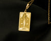 14K Solid Gold Justice Charm Necklace, Dainty Silver Triple Chain Tarot Card Necklace, Justice Rose Gold Tarot Charm Pendant Gift for Her