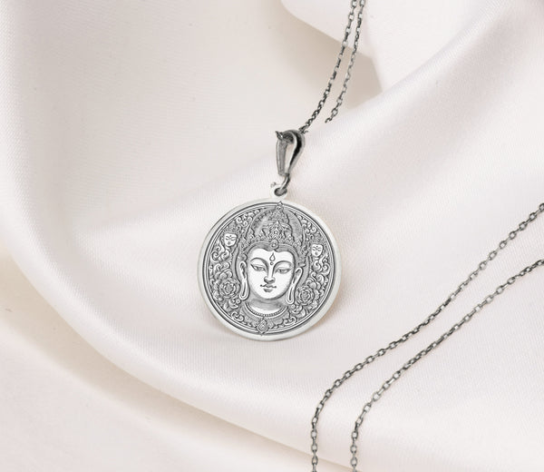 Sterling Silver/Gold Tara Necklace, Buddhist Hindu Goddess of Compassion & Protection Pendant, Handmade Jewelry Gift, Divine Feminine Power