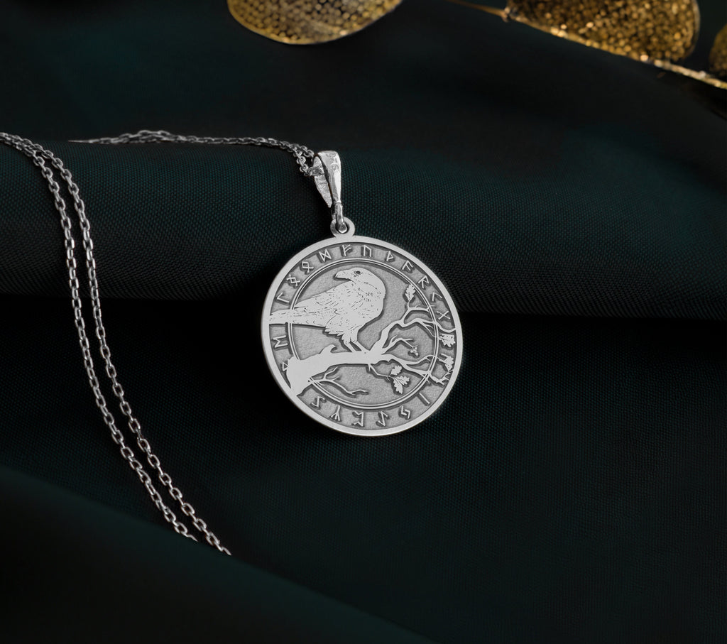 925 sterling silver Celtic raven necklace pendant, symbolizing resilience and mystery. Lightweight and ideal for layering, this charm is a unique gift for those drawn to ancient wisdom. Handcrafted and timeless, suited for everyday wear.