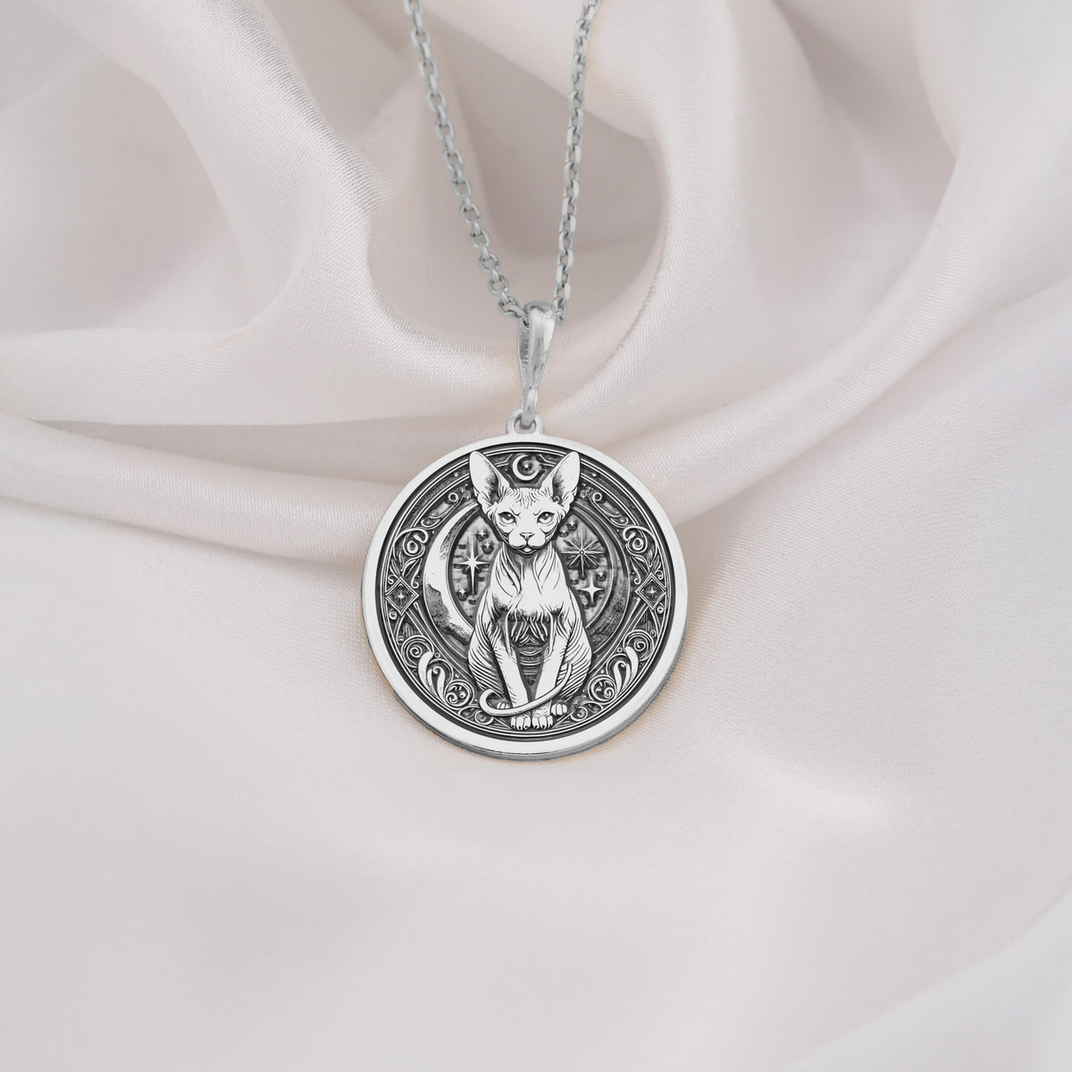 Sphinx cat necklace made from 925 Sterling Silver. A timeless and elegant accessory for cat enthusiasts, perfect as a gift for her on birthdays, holidays, or anniversaries. Durable and stylish for any occasion.