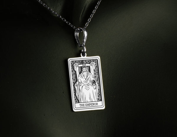 14K Solid Gold The Emperor Tarot Charm Necklace, Solid Gold Major Arcana Charm Necklace, Silver The Emperor Rose Gold Charm Locked Pendant