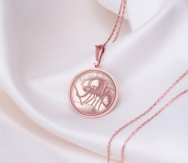 Mosquito 14K Solid Gold Pendant, Fly insect Silver Charm Pendant, Fly Bite Gold Charm Necklace, Funny Insect Charm Necklace, Cute Mosquito