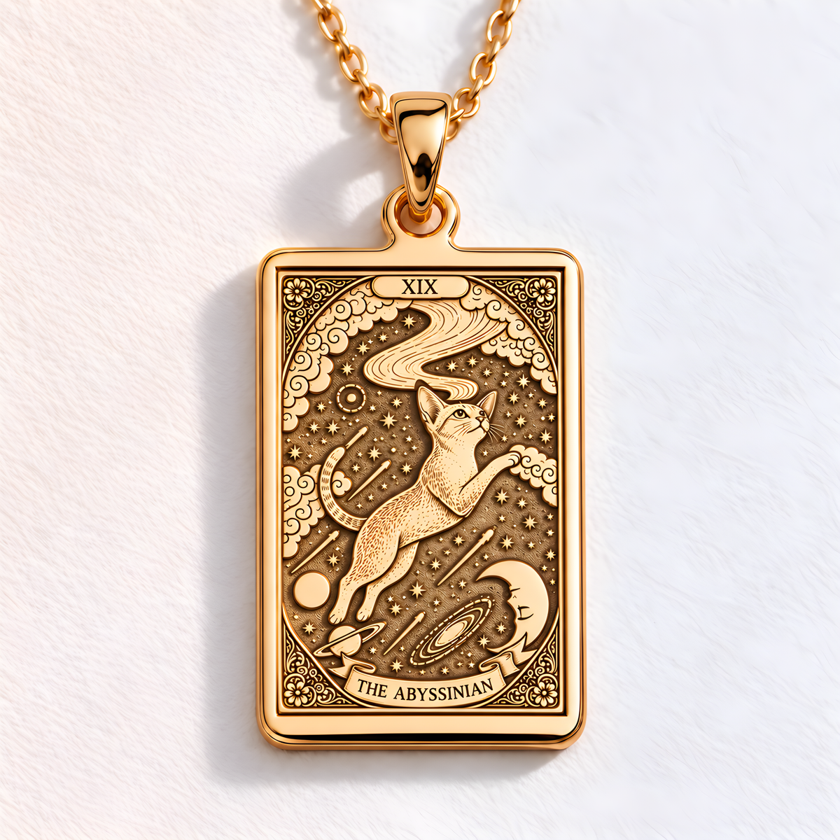 Abyssinian Cat Tarot Necklace - 14K Gold Plated