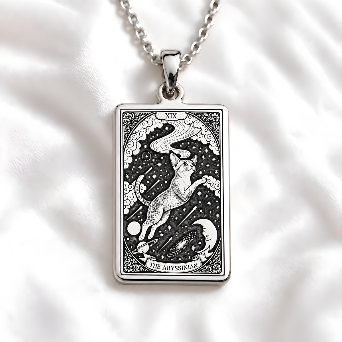 Abyssinian Cat Tarot Necklace - 925 Sterling Silver