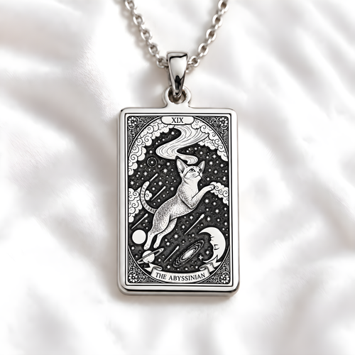 Abyssinian Cat Tarot Necklace - 925 Sterling Silver