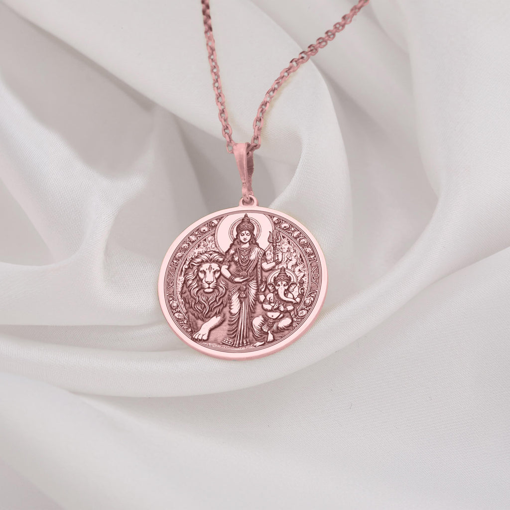Parvati Rose Gold Charm Pendant, Rose Gold Hindu Goddess Charm, Parvati Rose Gold Plated Pendant, Spiritual Parvati Rose Gold Necklace, Goddess Parvati Rose Gold Jewelry, Rose Gold Parvati Charm Necklace