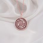 DNA Double Helix Science Pendant Necklaces 14K Rose 14K 14K Rose Gold Plated pendant necklace with intricate swirling vine scrollwork design.
