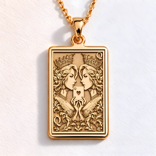 Ace of Queens Pendant: 14K Gold with pride charm necklace ace queens major arcana - View 48
