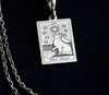 The Star Cat Tarot Card silver charm pendant, silver tarot cat charm for women, The Star Cat pendant in sterling silver, silver tarot card necklace for cat lovers, silver Star Cat tarot charm for girls